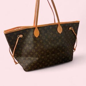 Brown Monogram Canvas Tote Bag GM large size NEVER USED